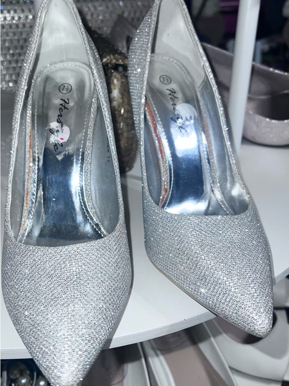 Silver Pointed-Toe Women's Pumps